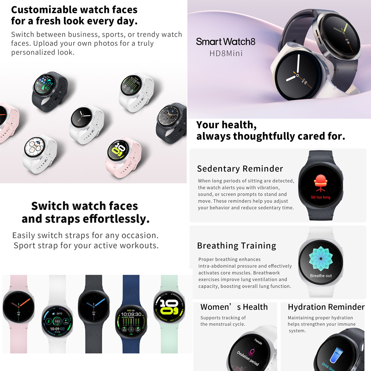 Jam Tangan Baru 2026 8 Mini GP - Smartwatch Health Watches For Women ulasan dan harga