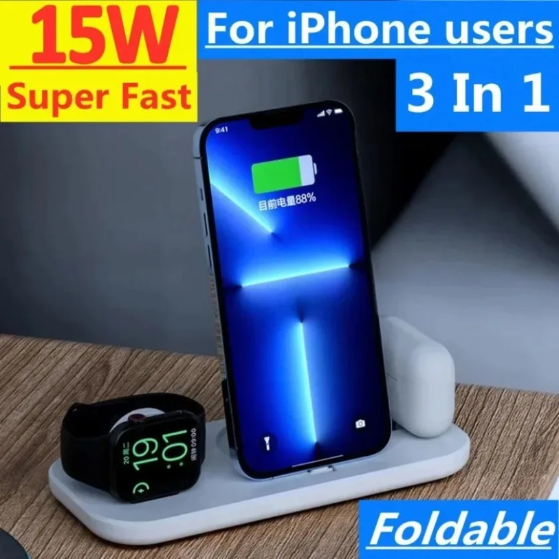 3 in 1 Pengisi Daya Nirkabel S - Watch Watch Xs ulasan dan harga