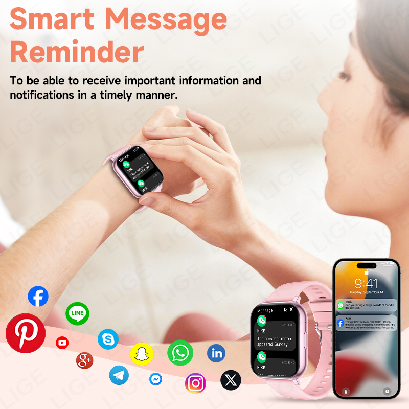 LIGE Jam Tangan Pintar Pria Wa - Smartwatch Watches Birthday Gift For Men ulasan dan harga