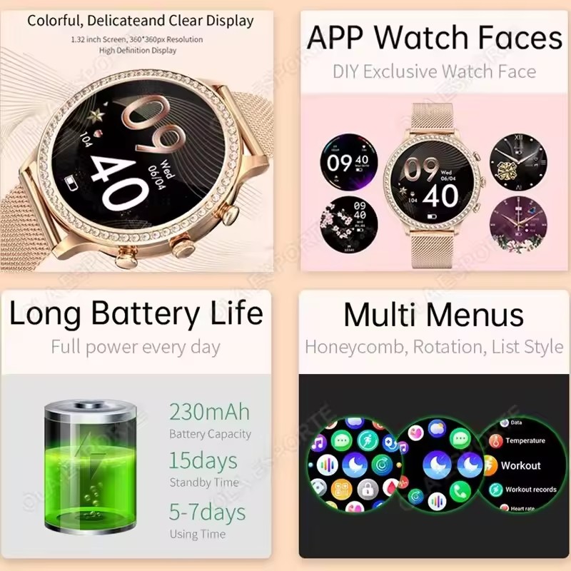 Jam Tangan Pintar Wanita Elega - Smartwatch Health Watches For Women ulasan dan harga
